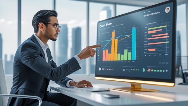 Modern-business-owner-analyzing-cash-flow-chart-on-a-digital-dashboard